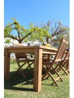 PERLA Table fixe en teck de 200 ou 240 cm pour jardin ou terrasse