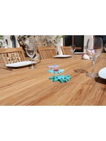 FIABA teak with rustic finish fixed table 200 or 250 cm design for outdoor garden or terrace