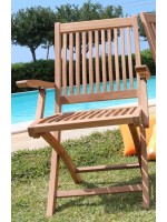 SANTORINI chaise pliante en teck avec accoudoirs pour jardin ou terrasse