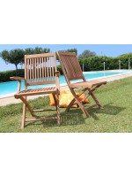 SANTORINI teak folding chair with armrests for outdoor garden or terrace