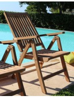 SANTORINI fauteuil pliant à 5 positions en bois de teck pour l'extérieur