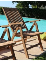 SANTORINI folding 5-position armchair in teak wood for outdoors