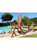 SANTORINI folding 5-position armchair in teak wood for outdoors