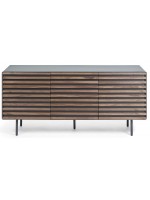 MACBETH madia credenza in legno di noce e mdf laccato nero opaco e piedi in metallo