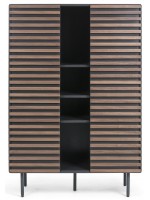 MACBETH Sideboard aus Nussbaumholz und mattschwarz lackierten MDF- und Metallfüßen
