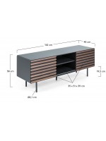 MACBETH Mueble TV en madera de nogal y patas de metal y mdf negro lacado mate