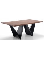 CREMA Plateau en noyer 200x100 et table design en métal noir