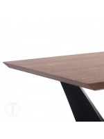 CREMA Plateau en noyer 200x100 et table design en métal noir
