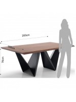 CREMA 200x100 walnut top and black metal table design table