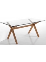 LIMBO 180x90 mesa base de madera maciza y cristal de vidrio diseño de la sala de estar del hogar tiendas oficinas