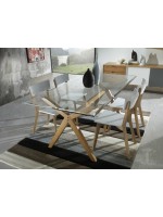 LIMBO 180x90 solid wood base table and glass crystal glass design home living room shops offices