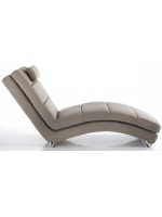 APOSTO white or taupe faux leather with chromed structure padded chaise longue