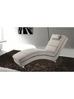 APOSTO white or taupe faux leather with chromed structure padded chaise longue