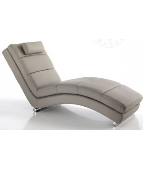 APOSTO de imitación de cuero blanco o gris oscuro con estructura cromada y chaise longue acolchado