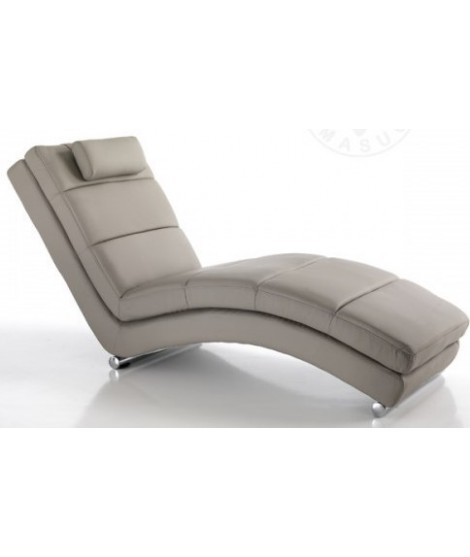 APOSTO white or taupe faux leather with chromed structure padded chaise longue