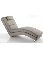 APOSTO white or taupe faux leather with chromed structure padded chaise longue