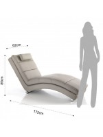 APOSTO white or taupe faux leather with chromed structure padded chaise longue