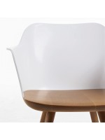 ABBA en bois naturel et chaise en polycarbonate avec accoudoirs design de décoration de vie à la maison