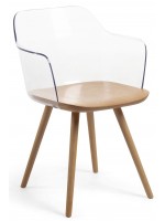 BATAR en madera natural y silla de policarbonato con reposabrazos diseño de decoración de la casa