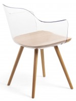 BATAR en bois naturel et chaise en polycarbonate avec accoudoirs design de décoration de vie à la maison