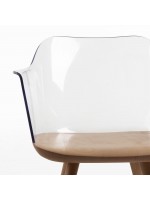 BATAR in legno naturale e policarbonato trasparente sedia con braccioli casa living arredamento design