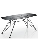 ADOR tavolino gambe in metallo e piano in vetro nero design arredo