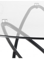 ACRID Top aus gehärtetem Kristallglas und Beine in schwarz lackiertem Metall Tisch