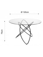ACRID top in tempered crystal glass and legs in black painted metal table