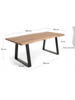 APORT choix de mesure plateau en bois d'acacia naturel massif et structure en métal noir table design