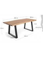 APORT choice of measure top in solid natural acacia wood and structure in black metal design table