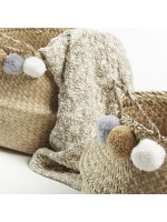 EWAY set of 2 baskets in natural fiber with ponpon