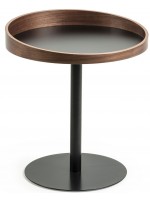 SATON diam 46 in walnut and metal round coffee table