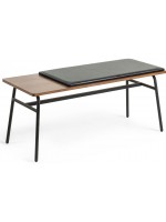 ROVE 100x40 metal and walnut bench with eco-leather cushion