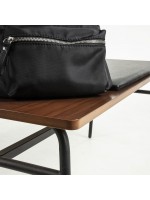 ROVE 100x40 metal and walnut bench with eco-leather cushion