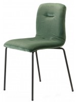 ALICE POP chaise con jambes en acier anthracite de couleur velours au choix ou en simili cuir ou en velours ignifuge