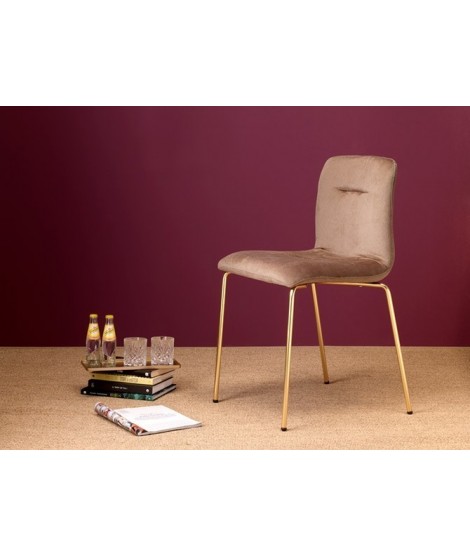 ALICE POP in ottone satinato e velluto scelta colore o in velluto ignifugo sedia casa e contract