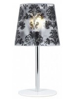 PUAL lampe à poser h 59 cm abat-jour en polycarbonate transparent décoré noir