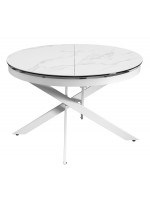 FLOWER table ronde 120 extensible 170 avec plateau en vitrocéramique structure en métal peint