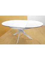 FLOWER table ronde 120 extensible 170 avec plateau en vitrocéramique structure en métal peint