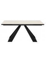 PARTENONE Table extensible 160x90 240 avec plateau en verre anti-rayures et structure en métal peint design maison