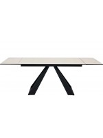 PARTENONE Table extensible 160x90 240 avec plateau en verre anti-rayures et structure en métal peint design maison