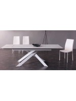 PORT Table extensible 160x90 cm 240 cm avec plateau en vitrocéramique et structure en métal peint