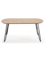 DIVA oval table 140 extendable 220 cm or 170 extendable 320 cm with natural oak top and black metal legs
