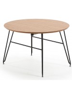 GENOBITO extendable table diameter 120 reaches 200 cm with ash ash top and black metal legs