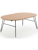 GENOBITO extendable table diameter 120 reaches 200 cm with ash ash top and black metal legs