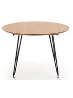 GENOBITO extendable table diameter 120 reaches 200 cm with ash ash top and black metal legs