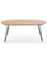 GENOBITO extendable table diameter 120 reaches 200 cm with ash ash top and black metal legs