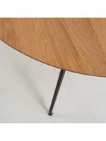 GENOBITO tavolo allungabile diametro 120 arriva a 200 cm con piano in rovere naturale e gambe in metallo nero