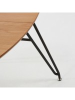 GENOBITOEl diámetro de la mesa extensible 120 alcanza los 200 cm con parte superior de fresno y patas de metal negro