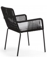 CLEO Chaise design noire ou beige en corde pour intérieur ou extérieur